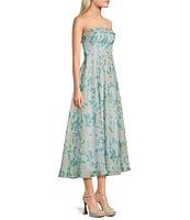 B. Darlin Printed Organza Strapless Sweetheart Neck A-Line Dress