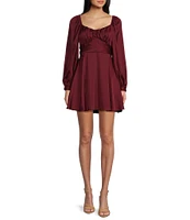 B. Darlin Satin Long Sleeve Tie Waist Mini Dress