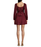 B. Darlin Satin Long Sleeve Tie Waist Mini Dress