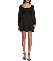 B. Darlin Satin Long Sleeve Tie Waist Mini Dress