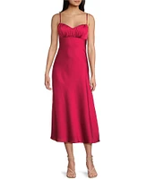 B. Darlin Satin Shirred Bust Midi Dress