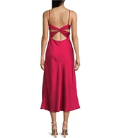 B. Darlin Satin Shirred Bust Midi Dress