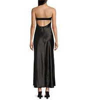 B. Darlin Satin Strapless Bow Front Dress