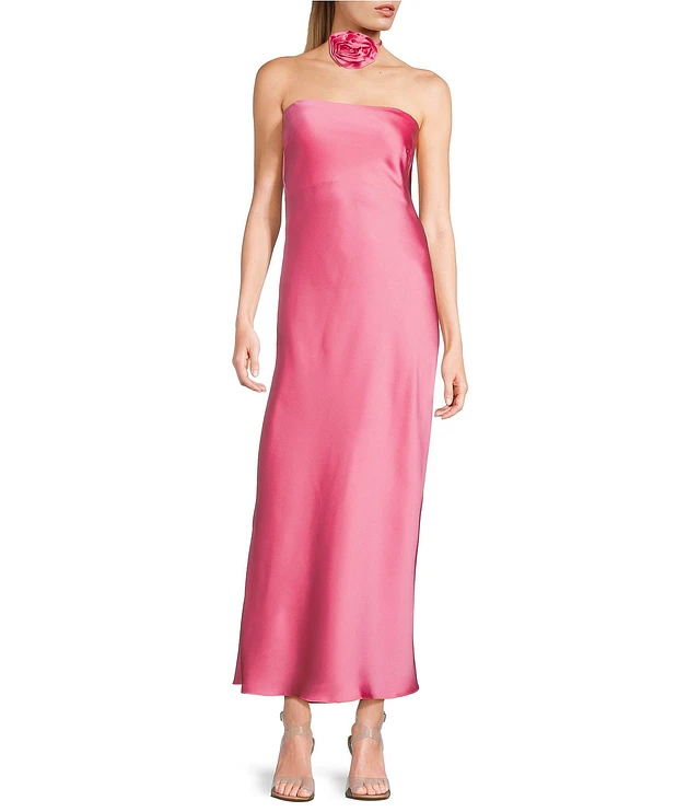 B. Darlin Satin Strapless Rosette Long Dress at Hamilton Place in  Chattanooga, TN