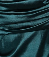 B. Darlin Satin Sweetheart Neckline Side Drape Long Dress