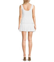 B. Darlin Sleeveless Scoop Neck Pearl Trim Drop Waist Dress