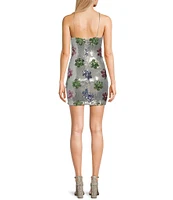 B. Darlin Sequin Flower Printed Halter Neck Bodycon Dress