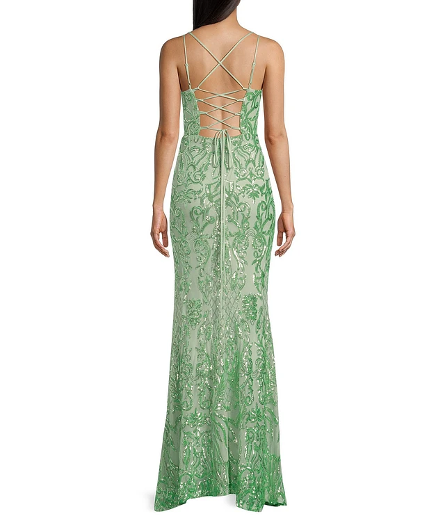 chinese dress ladies Zarisse Green Lace Square-Neck Maxi Dress  Club L London