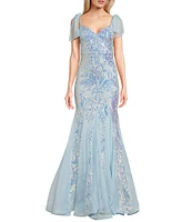 B. Darlin Sequin Pattern V-Neck Tie Shoulder Bustier Dress