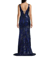 B. Darlin Sequin Sleeveless Wide Strap Scoop Neck Dress