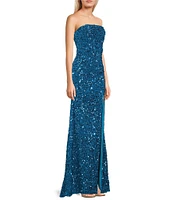 B. Darlin Sequin Strapless Long Dress With Train