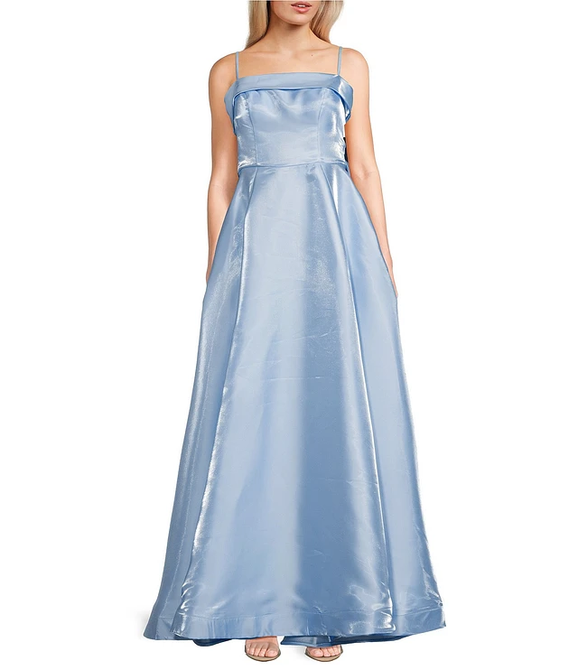 B. Darlin Shimmer Mikado Square Neck Sleeveless Bow Back Dress | Liberty  Center