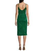 B. Darlin Shiny Satin Spaghetti Strap Midi Dress