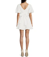 B. Darlin Short Puffy Sleeve Sweetheart Neckline Dress