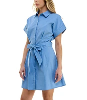 B. Darlin Short Sleeve Tie Front Collared Dress