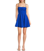 B. Darlin Sleeveless Pleated Bodice Tie Back A-Line Dress