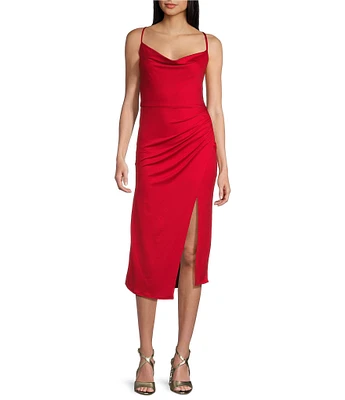 B. Darlin Sleeveless Spaghetti Strap Front Slit Back Opening Detail Dress