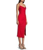 B. Darlin Sleeveless Spaghetti Strap Front Slit Back Opening Detail Dress