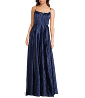 B. Darlin Sleeveless Spaghetti Strap Scoop Neck Back Lace Up Long Dress