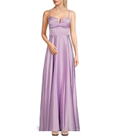 B. Darlin Sleeveless Sweetheart Pleated Bustier Bodice Long Dress