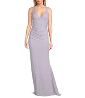 B. Darlin Sleeveless V-Neck Back Lace Up Long Dress