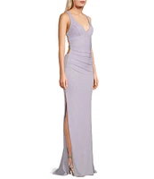 B. Darlin Sleeveless V-Neck Back Lace Up Long Dress