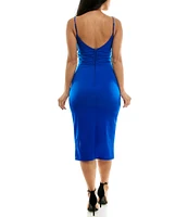 B. Darlin Sleeveless V-Wire Neck Front Slit Midi Dress
