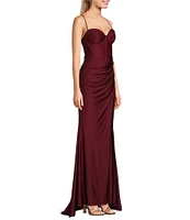 B. Darlin Spaghetti Strap Corset Side Shirred Long Dress