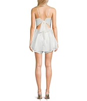 B. Darlin Spaghetti Strap Cowl Neck Tiered Romper