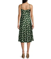 B. Darlin Spaghetti Strap Ditsy Floral Printed Satin Midi Dress