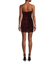 B. Darlin Spaghetti Strap Scoop-Neck Sequined Velvet Knit Bodycon Dress