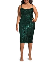 B. Darlin Plus Spaghetti Strap Scoop Neck Sequins Pattern Bodycon Dress