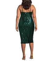 B. Darlin Plus Spaghetti Strap Scoop Neck Sequins Pattern Bodycon Dress