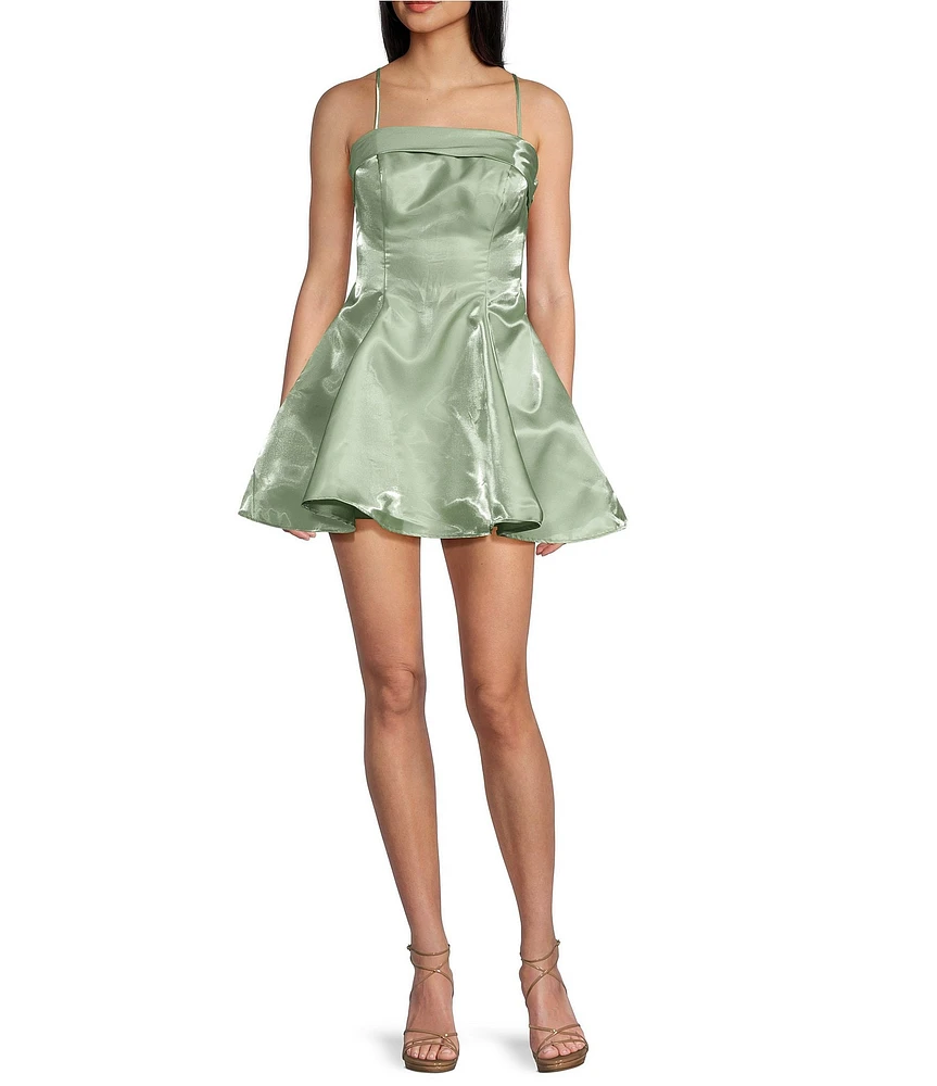 B. Darlin Spaghetti Strap Square Neck Band Party Dress