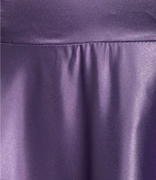 B. Darlin Square Neck Dull Charmeuse Long Dress