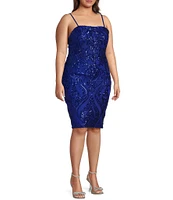 B. Darlin Plus Spaghetti Strap Square Neck Tie Back Sequins Bodycon Dress