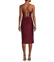 B. Darlin Spaghetti Strap Sweetheart Neck Corset Midi Dress