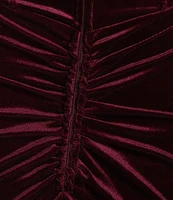 B. Darlin Spaghetti Strap V-Neck Bustier Shirring Detail Velvet Dress