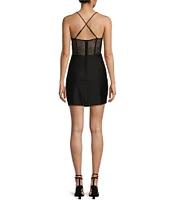 B. Darlin Spaghetti Strap Cowl Neck Shirred Detail Slim Dress