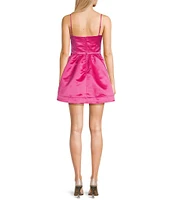 B. Darlin Square Neck Spaghetti Bow Strap Party Dress