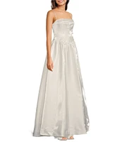 B. Darlin Straight Neck Spaghetti Strap Ladder Lace Drop Waist Front Slit Dress