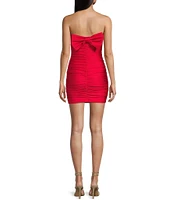 B. Darlin Strapless Back Bow Shirred Dress