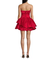 B. Darlin Strapless Layered Skirt Stretch Taffeta Dress