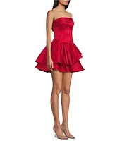 B. Darlin Strapless Layered Skirt Stretch Taffeta Dress