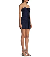 B. Darlin Strapless Sweetheart Neck Corset Pleated Dress
