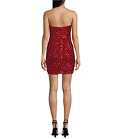 B. Darlin Strapless Sweetheart Neck Faux Wrap Sequin Dress