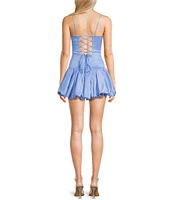 B. Darlin Sweetheart Neck Bow Spaghetti Strap Pleated Drop Waist Bubble Dress