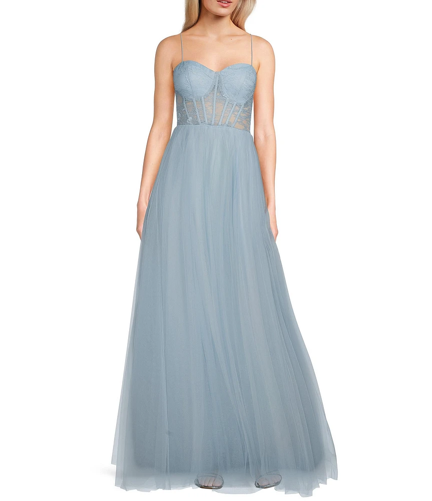 B. Darlin Sweetheart Neck Bustier Bungee Strap Gown
