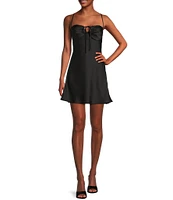 B. Darlin Sweetheart Neck Lace Trim Spaghetti Strap Dress