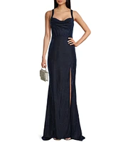 B. Darlin Sweetheart Neck Sleeveless Slit Long Dress